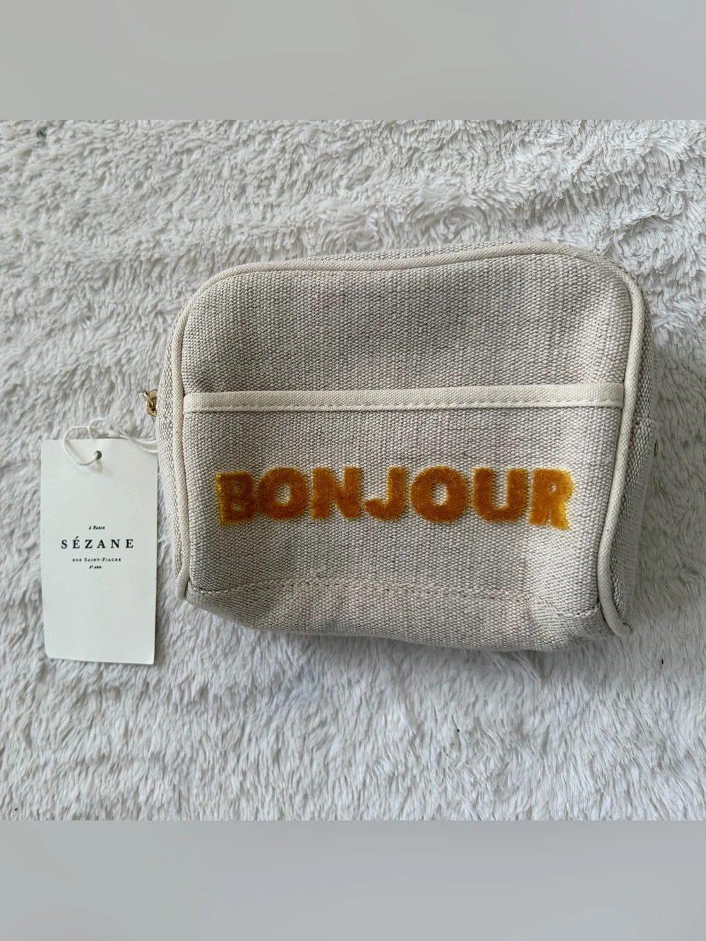 Sezane Jute Bonjour Beauty Case NWT
